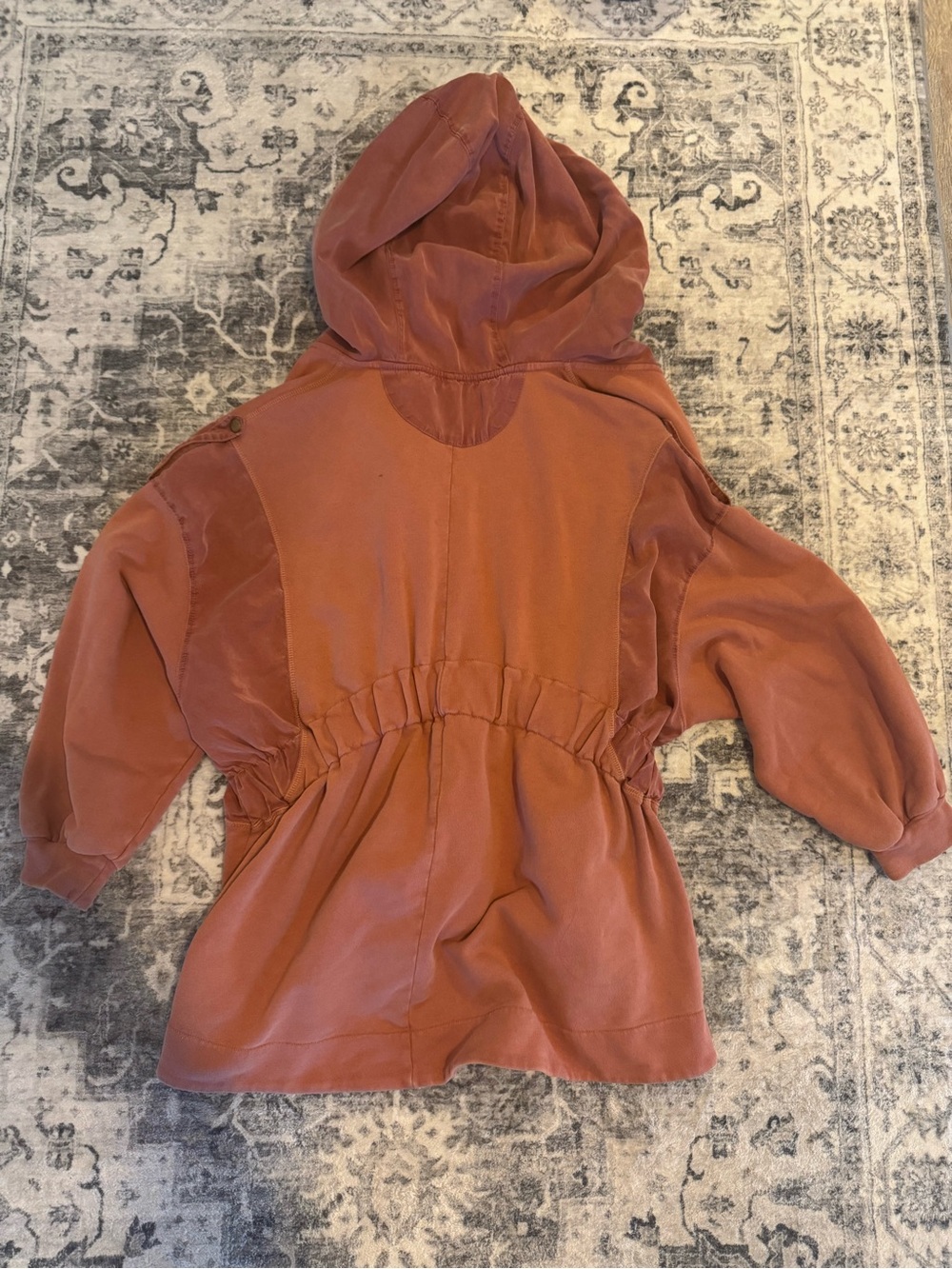 Free People Hooded Zip-Front Bomber Jacket in Rust - Picture 3 of 9